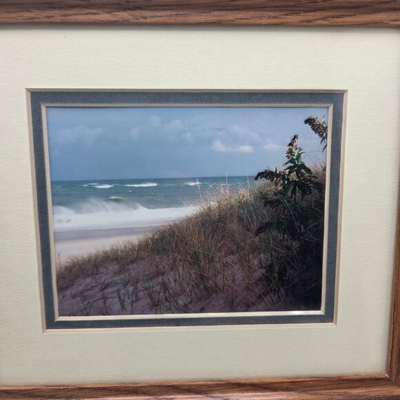 Vintage Framed Matted Ocean Beach Nature Scene Seascape Photograph - Picture 2 of 11
